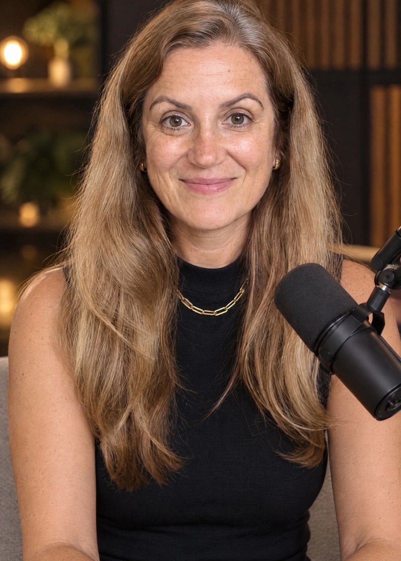 Dr. Abir Alameddine, C-Suite executive coach, recording a leadership podcast
